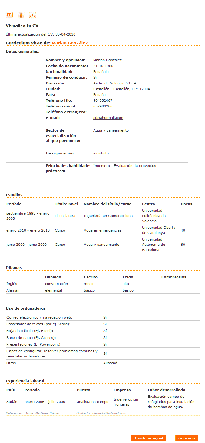 Ejemplo de CV