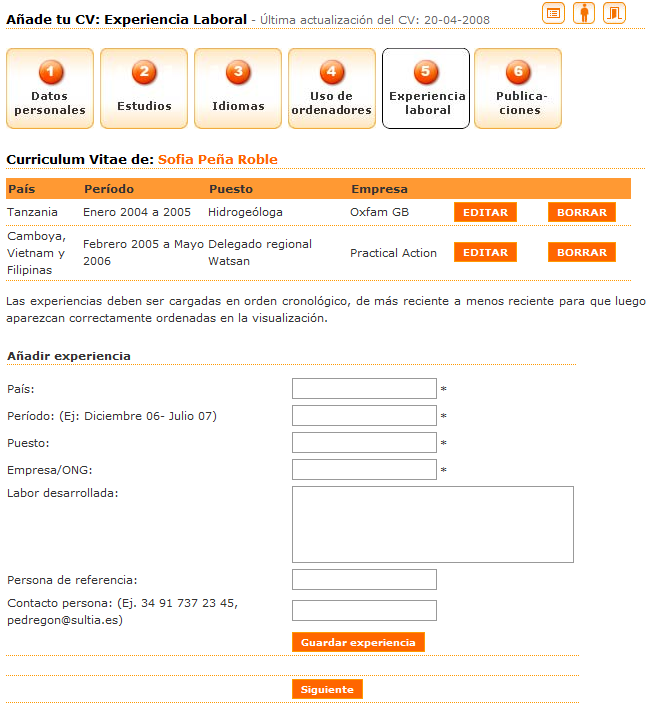 Paso 5. Experiencia laboral