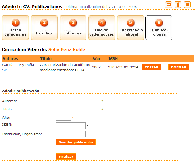 Paso 6. Publicaciones